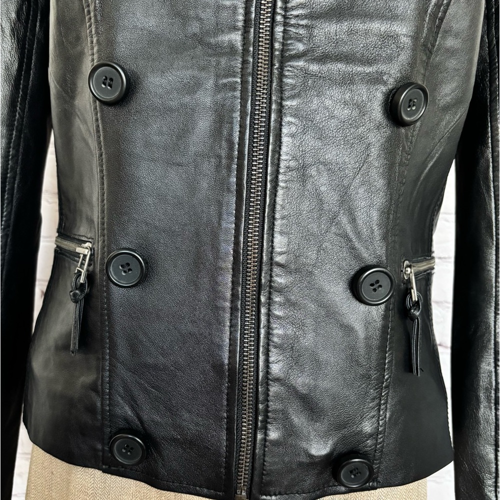 BOD & CHRISTENSEN Ariel Black Long Sleeve Genuine Leather Fitted Jacket--M - Picture 4 of 16